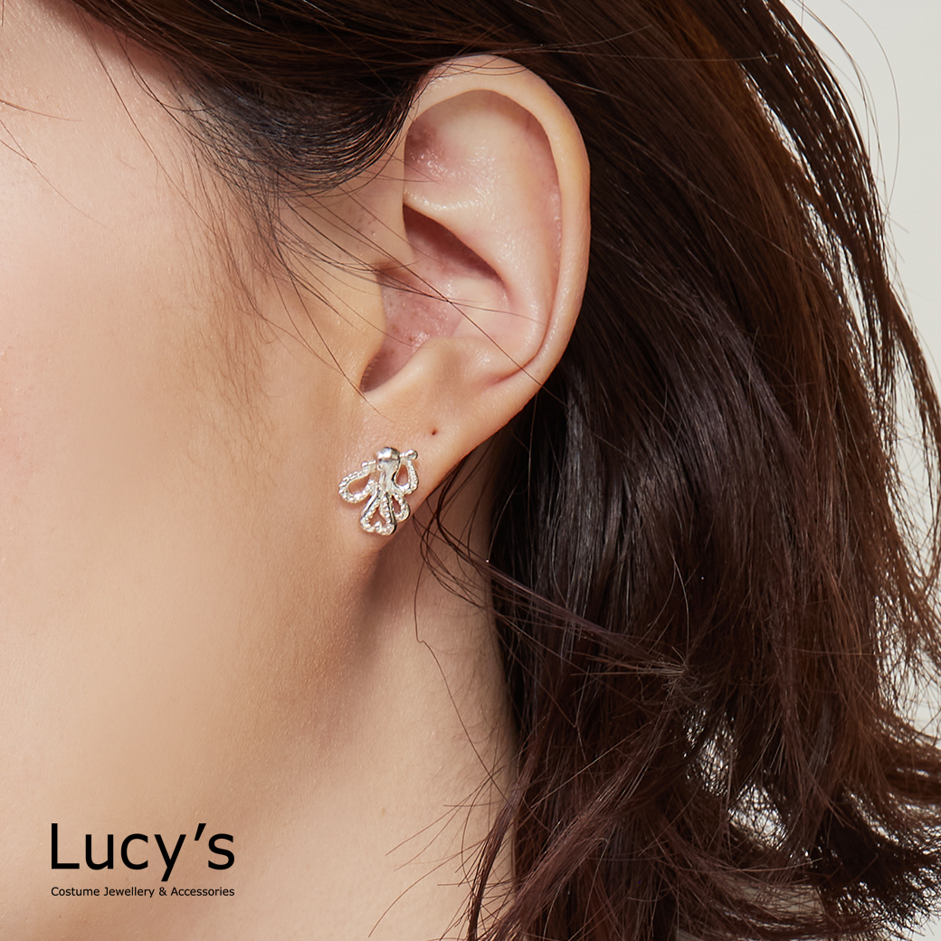 925純銀 俏皮章魚 耳環 (66335)