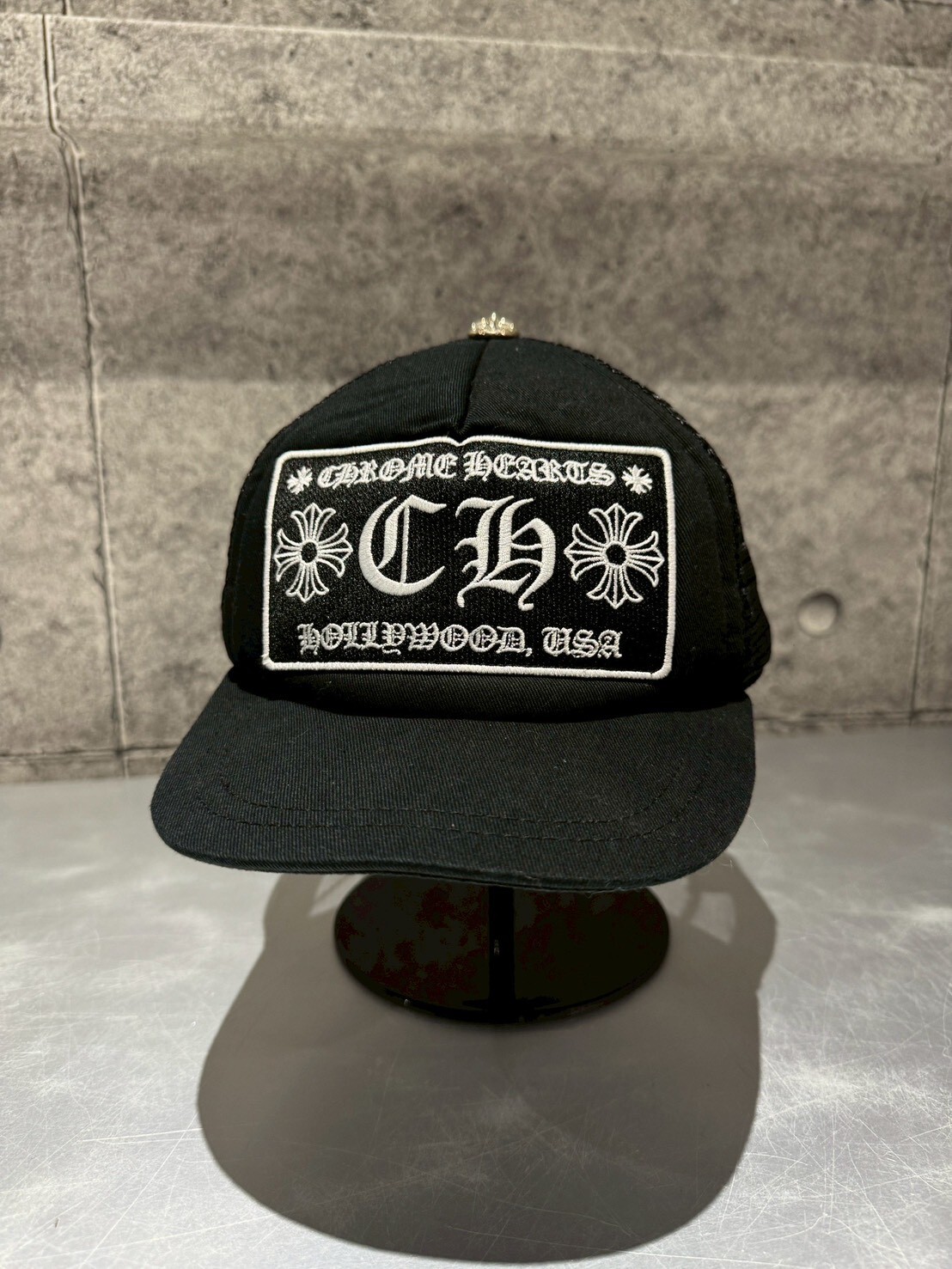 Chrome Hearts 克羅心 經典爆款 黑色刺繡十字CH貼布卡車帽 網帽