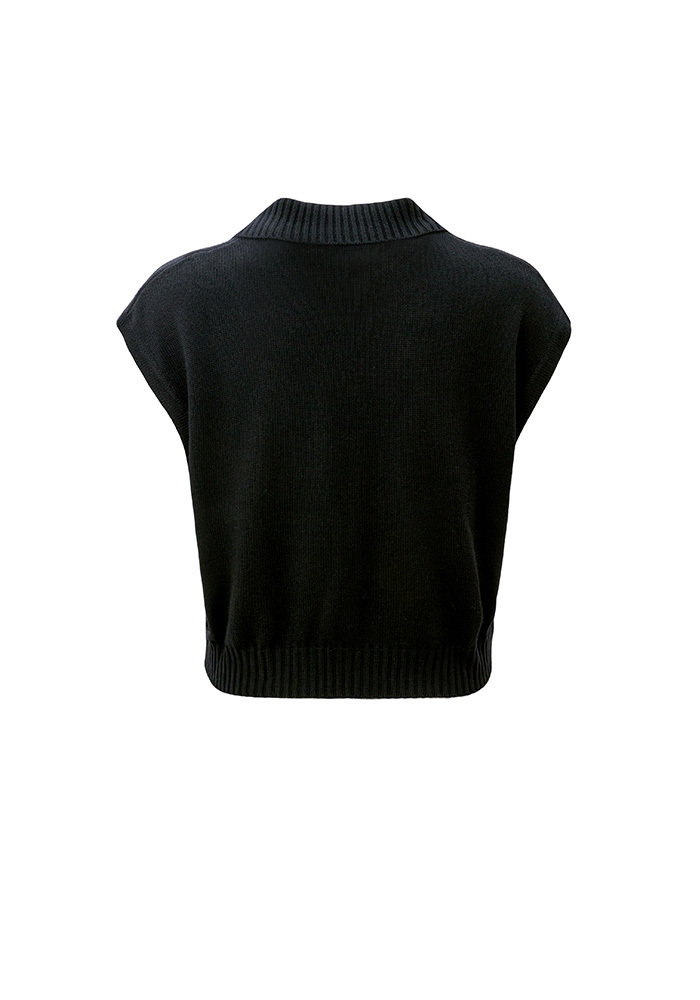 簡約質感針織背心-墨黑