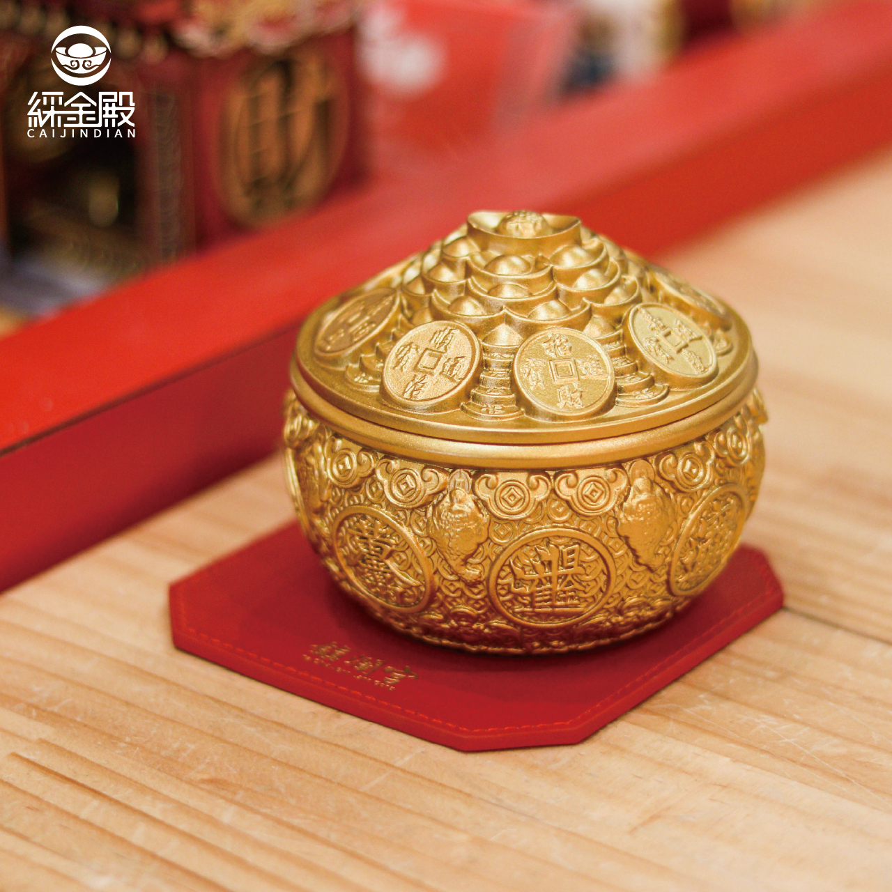 ★特選NEWセット★金運スペシャル☆聚寶盆♢【天然アラゴナイト☆招財セット】❤️ 綵金殿】八方來財金蟾黃銅聚寶盆｜過爐加持｜擺件｜招財聚財｜贈鎮瀾宮