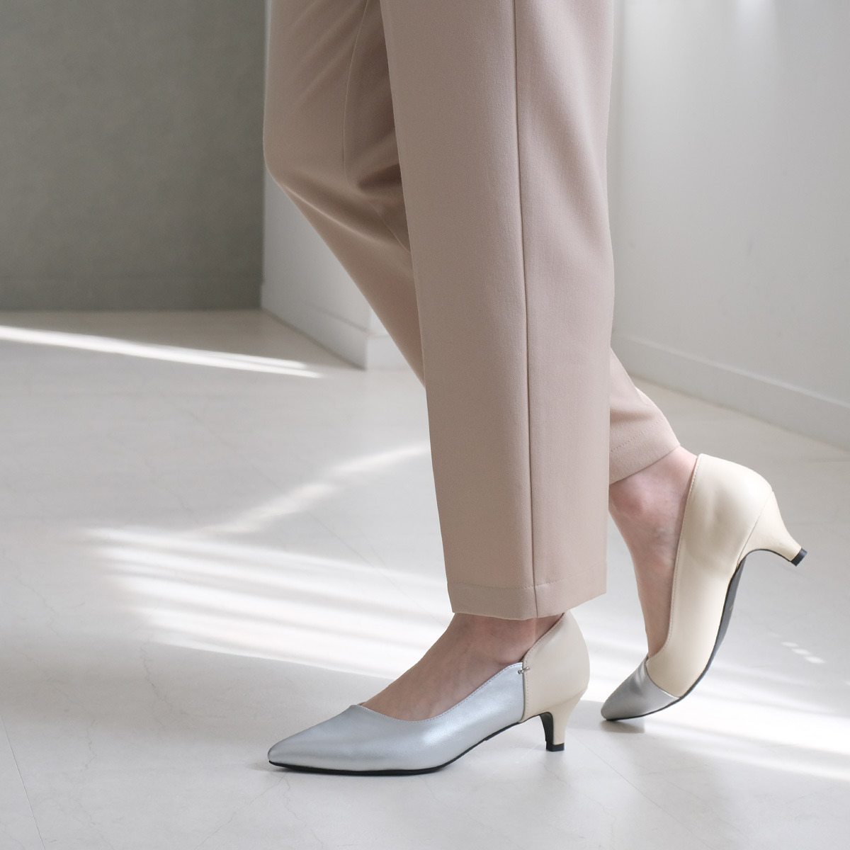 女用尖頭雙色高跟鞋 超好走女鞋【SY001】