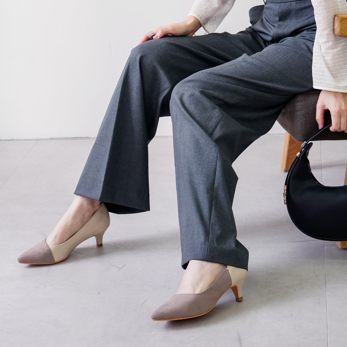 女用尖頭雙色高跟鞋 超好走女鞋【SY001】