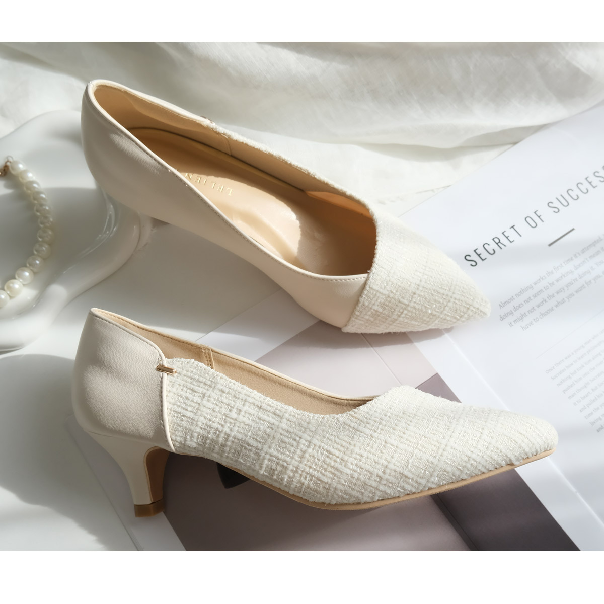 女用尖頭雙色高跟鞋 超好走女鞋【SY001】