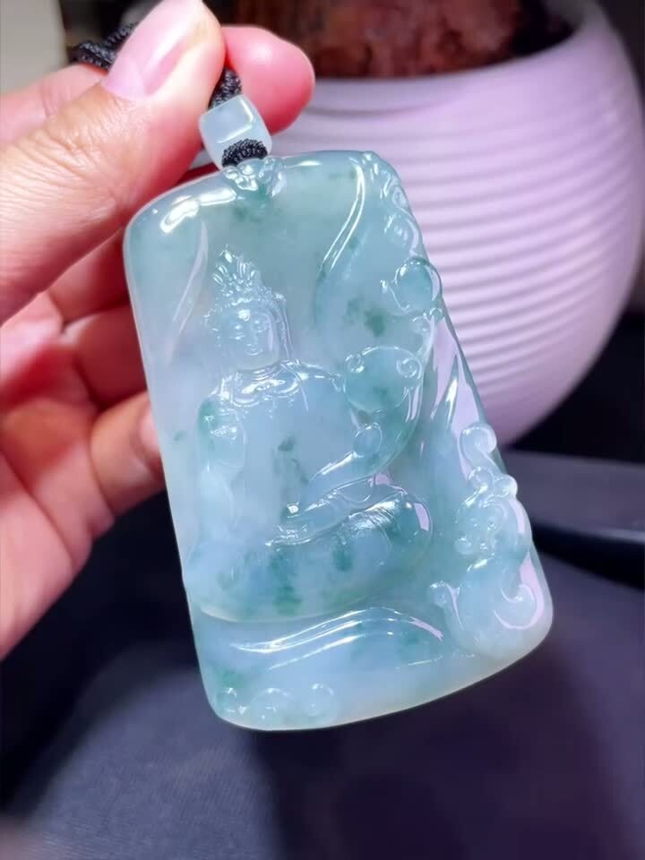 翡翠觀音吊墜,天然翡翠A玉, 緬甸玉, Jade, Jadeite