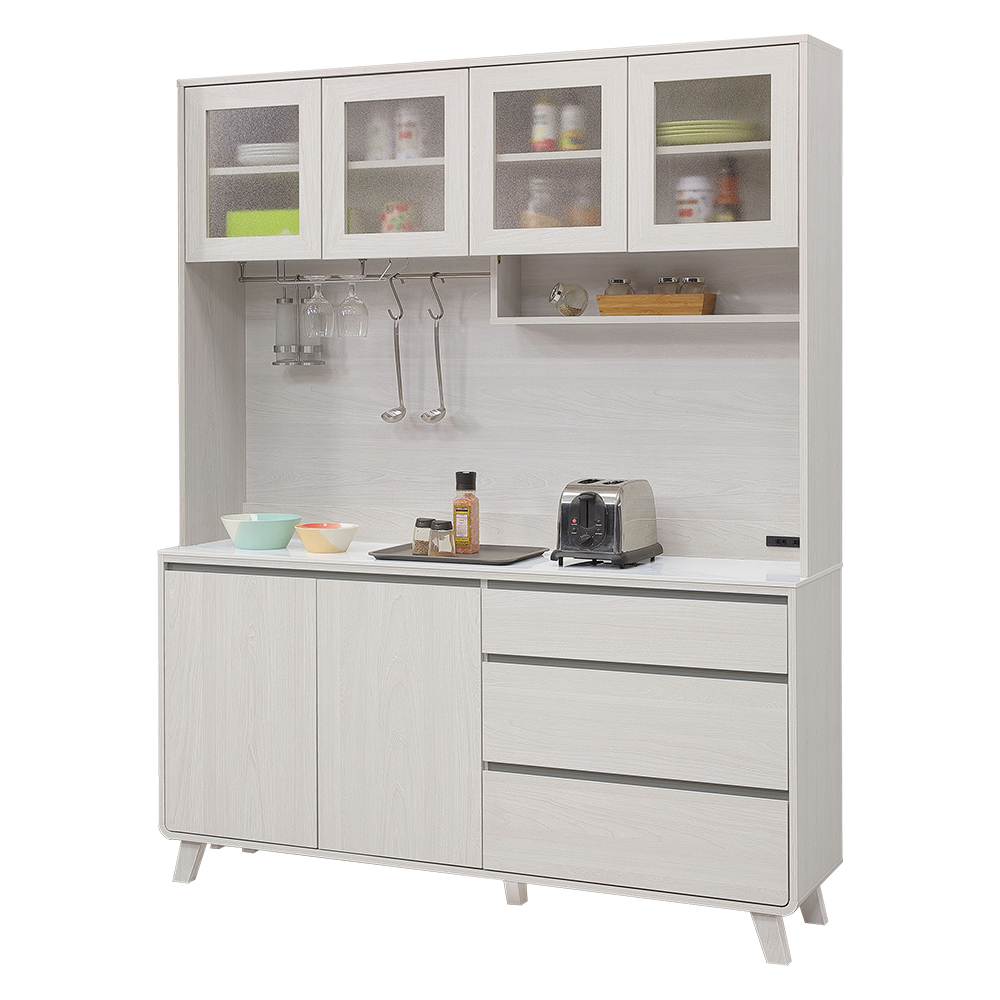 莫妮5.3尺岩板收納高餐櫃/碗盤櫃/電器櫃(上座+下座)