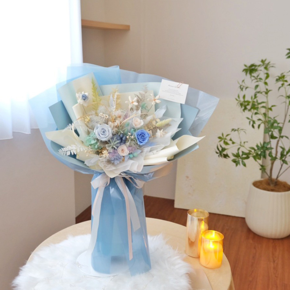 永生玫瑰花束 / 碧綠海