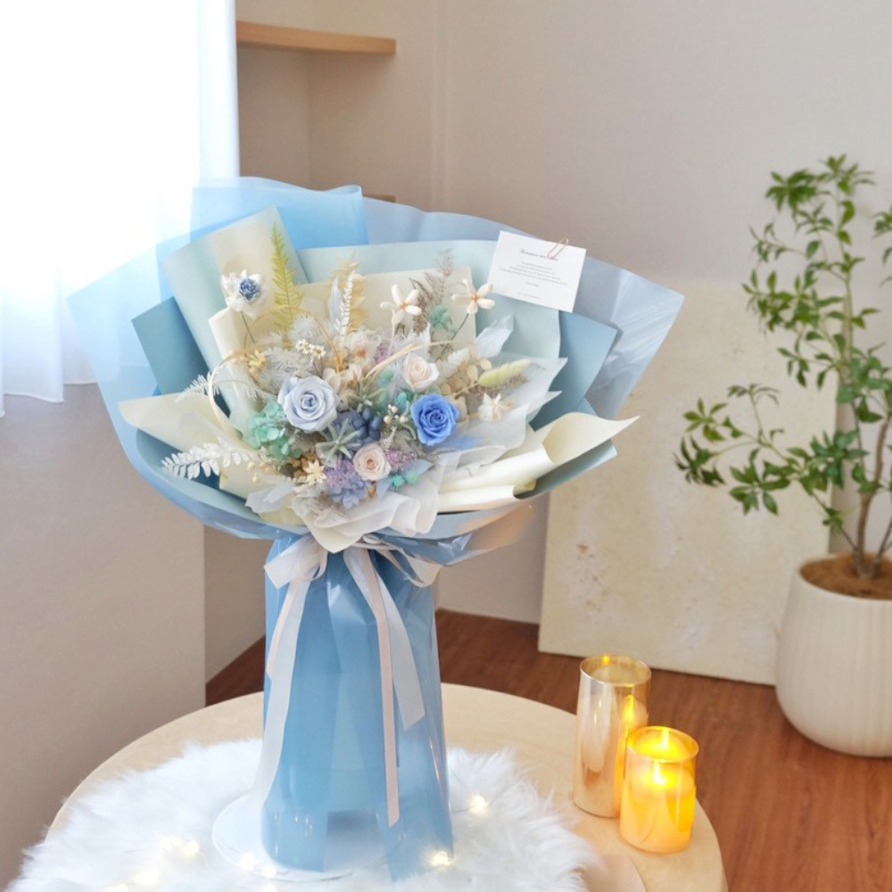 永生玫瑰花束 / 碧綠海