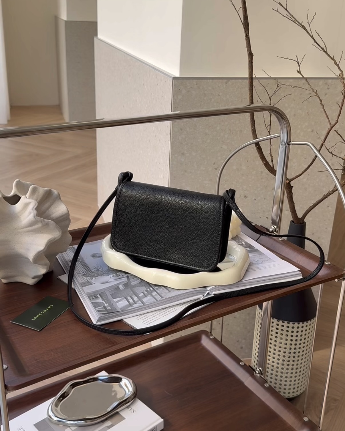 LONGCHAMP｜牛皮小方包 黑色