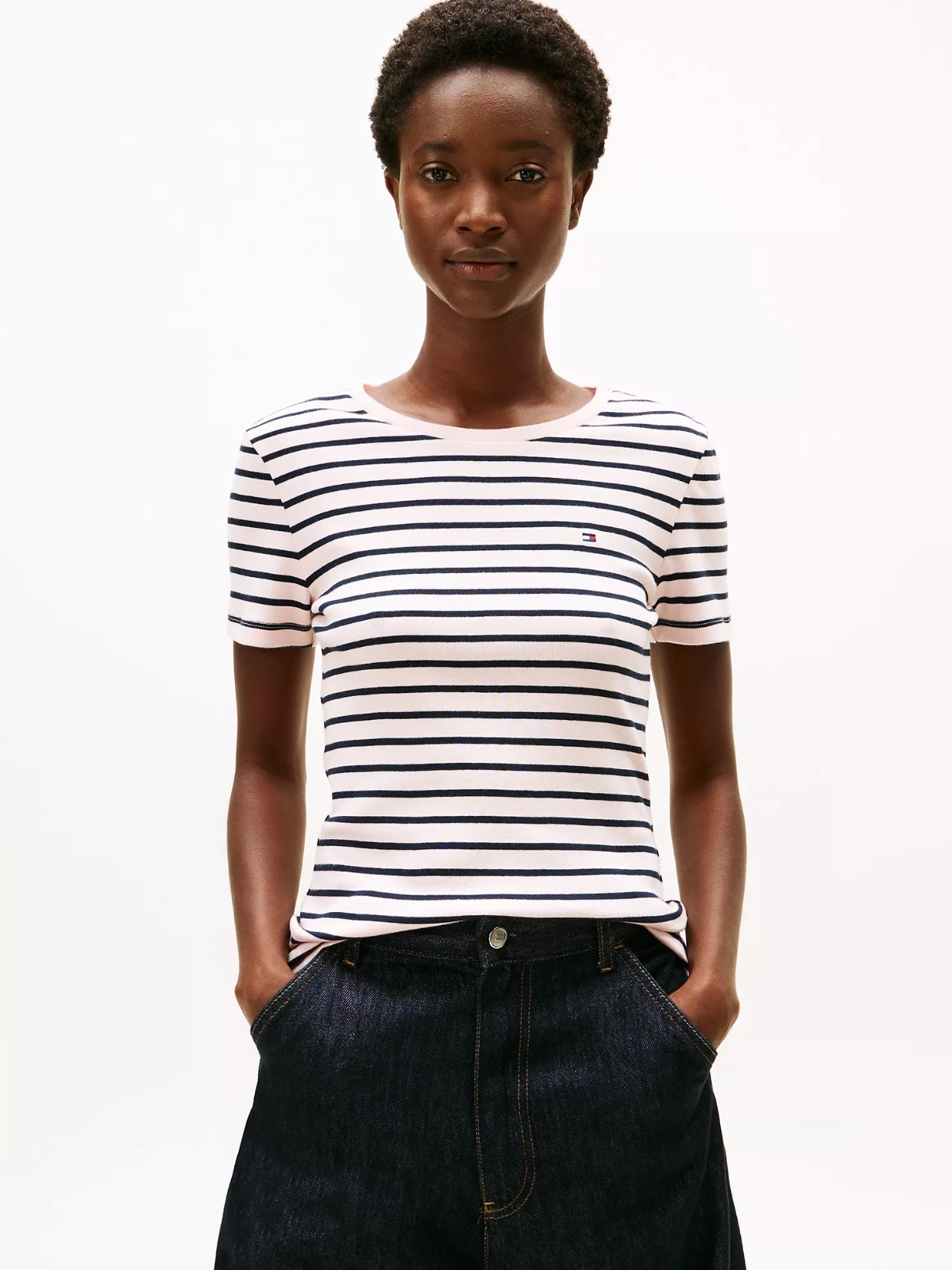 【直播】Tommy Hilfiger LL121153 女裝條紋圓領短袖上衣