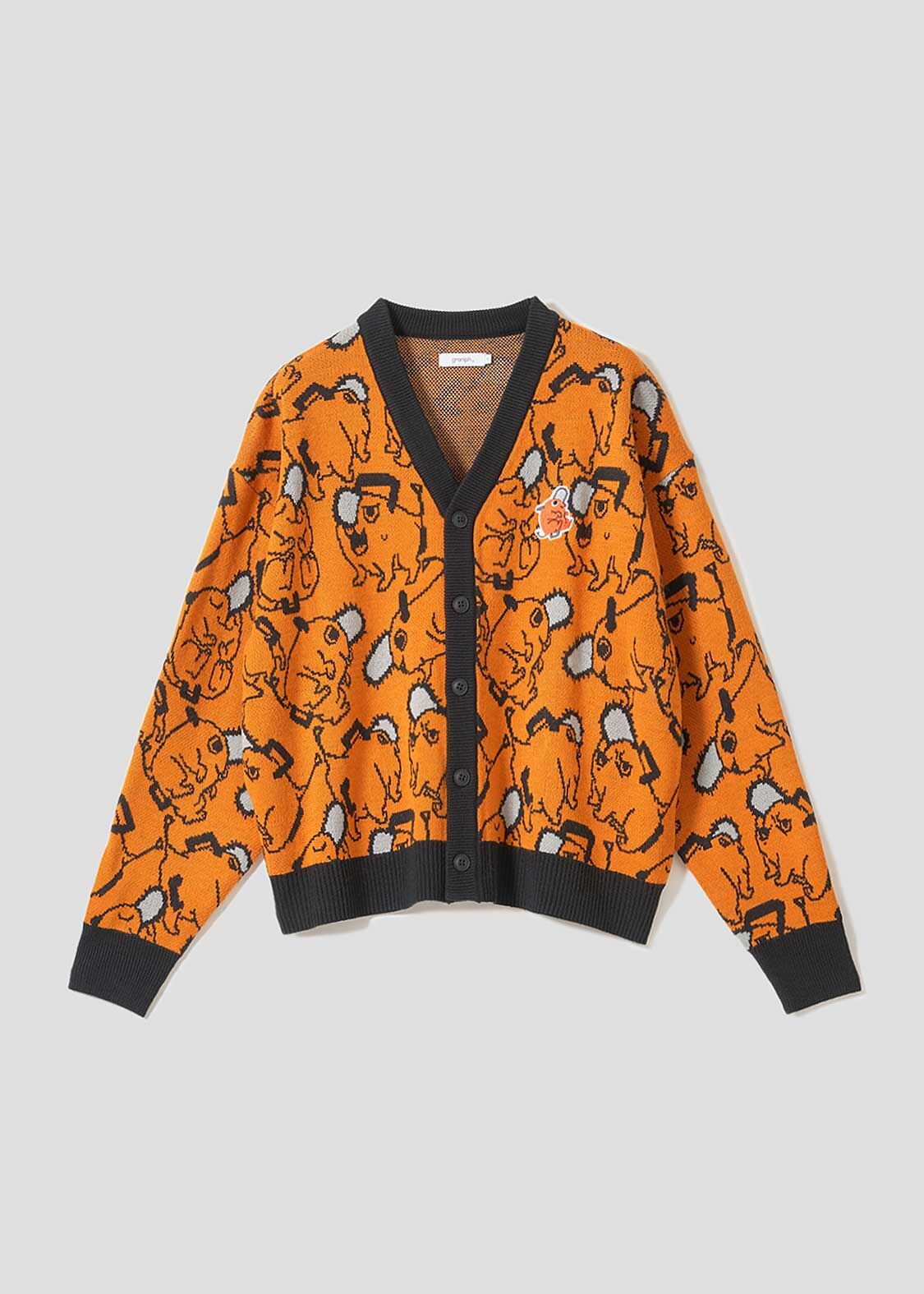 🫀鏈鋸人｜波奇塔 滿版橘色提花針織開襟衫