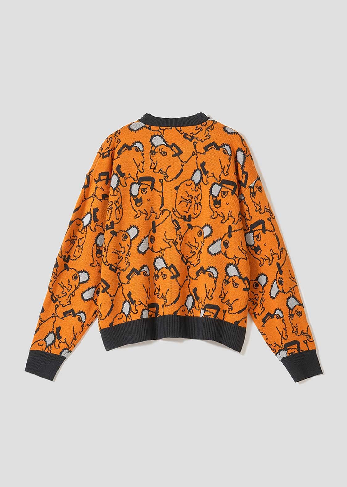 🫀鏈鋸人｜波奇塔 滿版橘色提花針織開襟衫