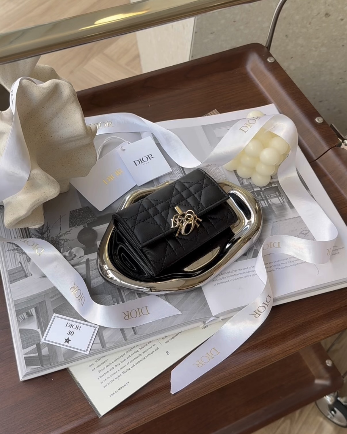 DIOR｜MY DIOR 經典籐格內拉鍊卡包 黑金