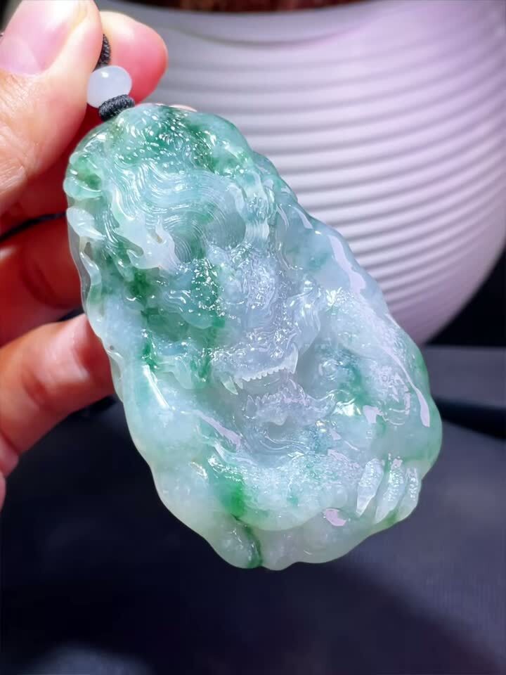 翡翠龍牌吊墜,天然翡翠A玉, 緬甸玉, Jade, Jadeite