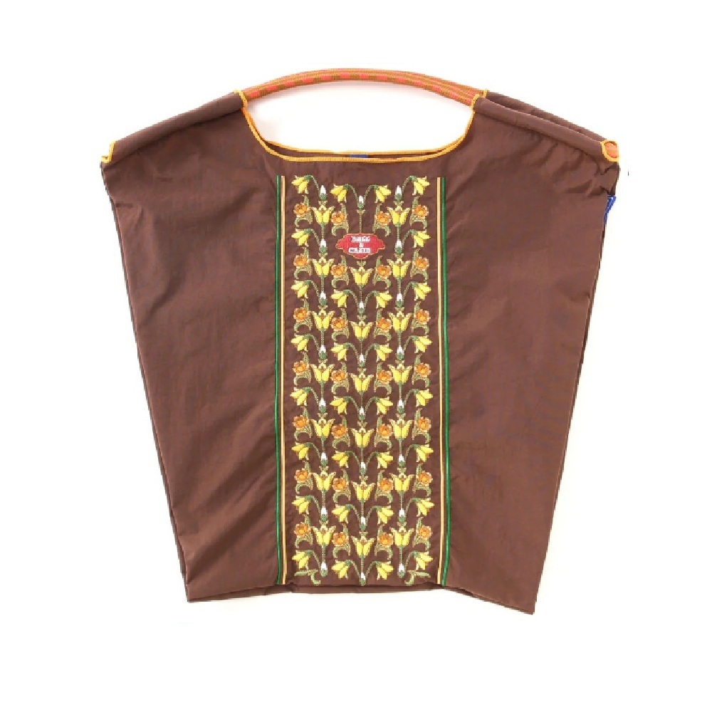 Ball＆Chain 刺繡環保購物袋 M號 - 咖啡 (30107014)