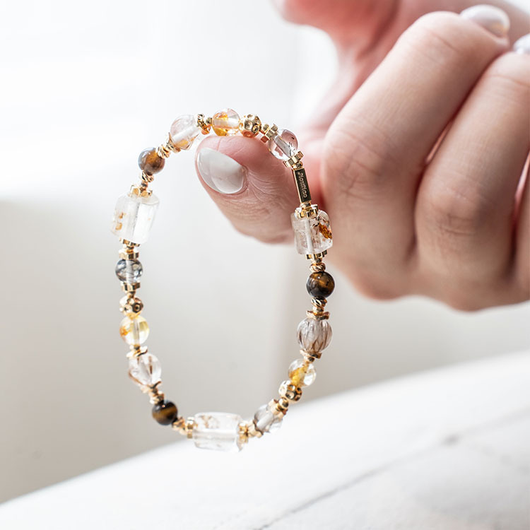 用力感受：油膽閃靈鑽｜黃托帕｜羽毛鈦｜黃虎眼｜黑銅髮