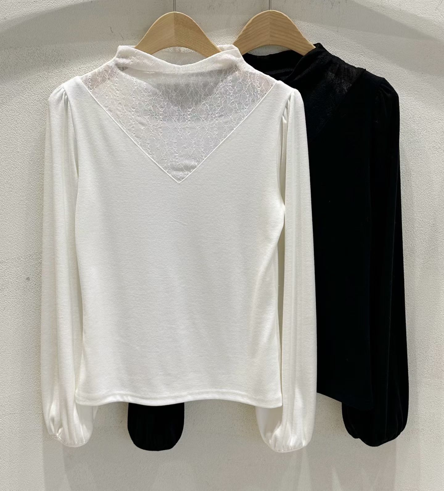 SU5370 復古拼接小企領抓皺袖上衣