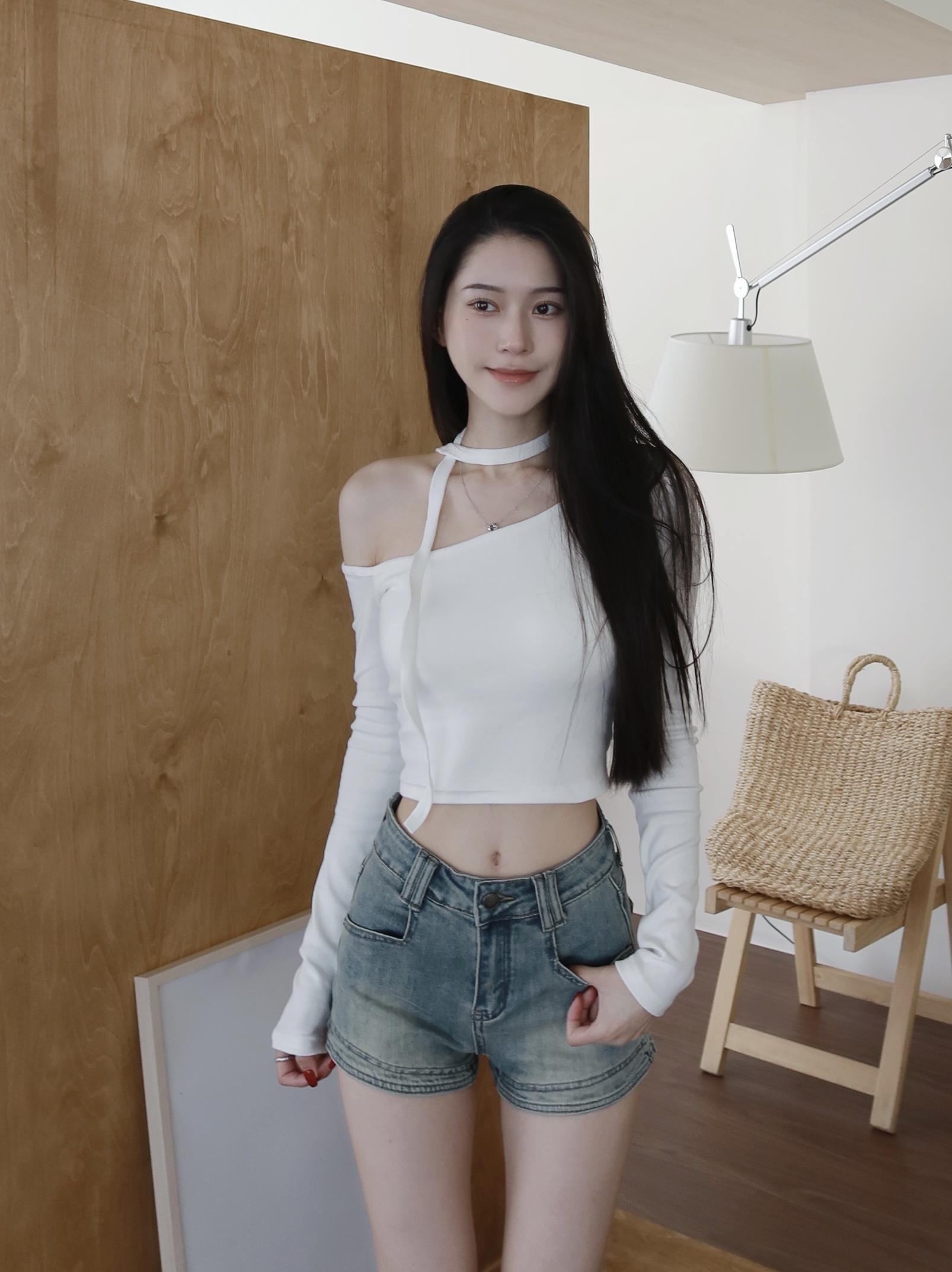 恆溫系列•磨毛斜肩繞脖BraT