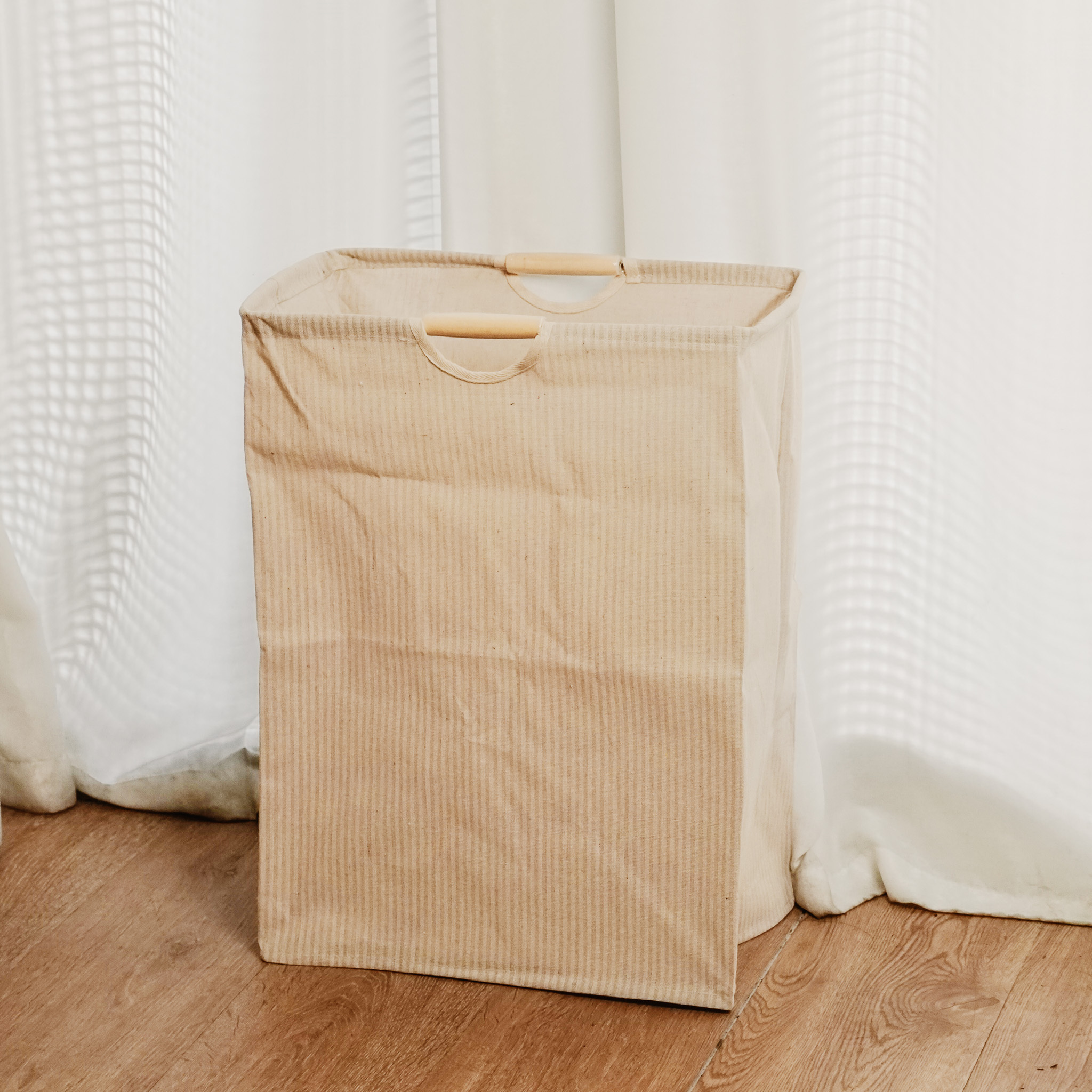 棉麻手提摺疊洗衣籃 兩色售 CB-H05011