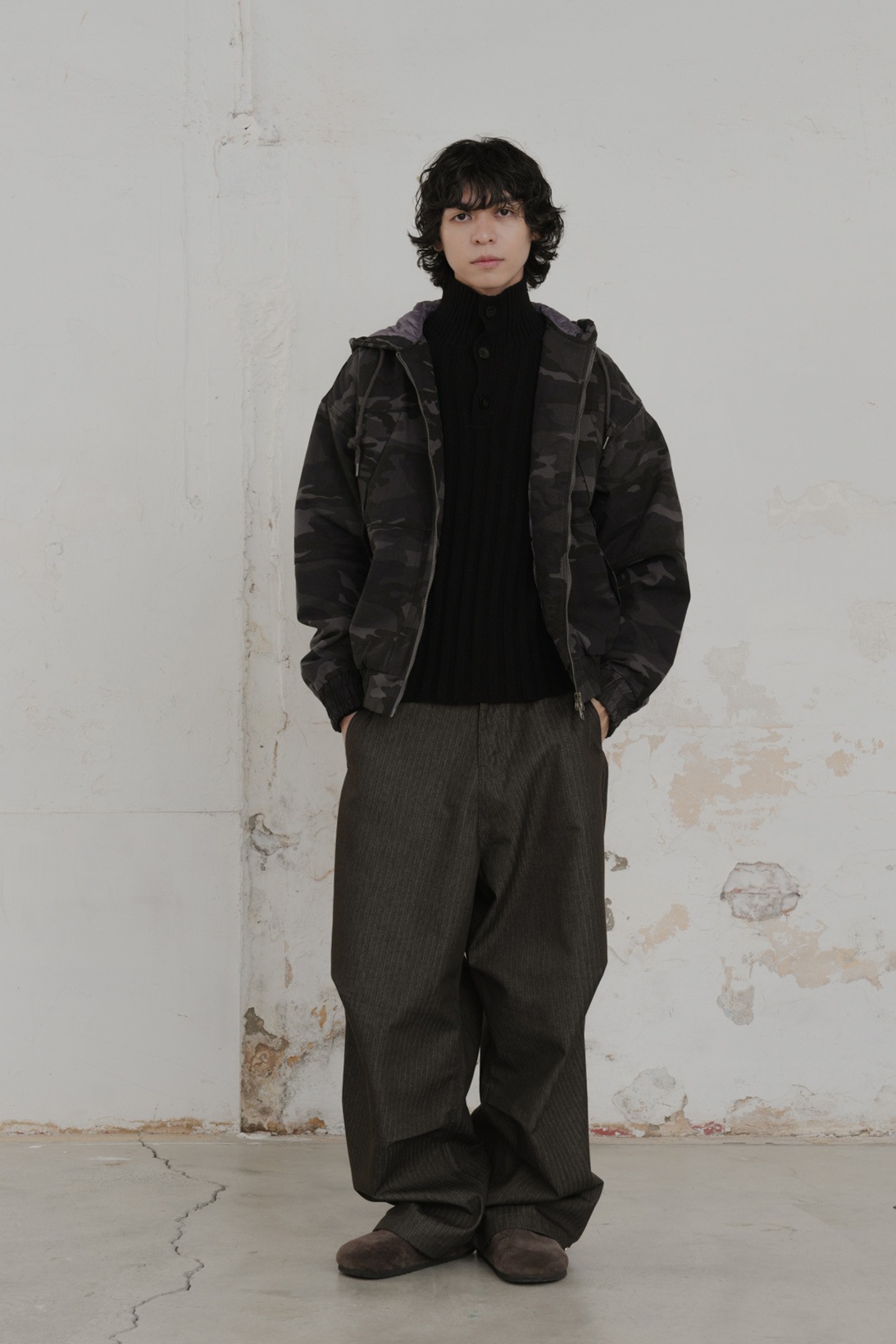 Tans Camo Hooded Padding Jacket #外套