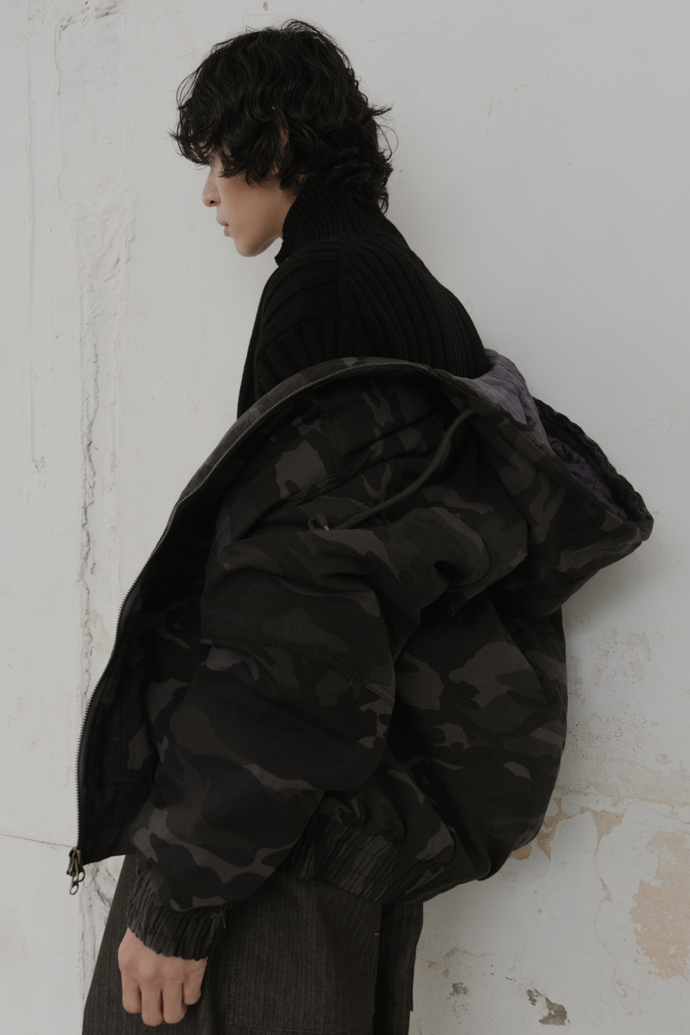 Tans Camo Hooded Padding Jacket #外套