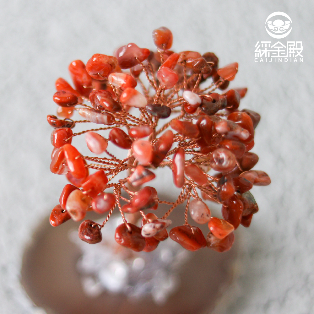 五行水晶開運招財樹-紅瑪瑙｜過爐加持｜改善血液循環｜熱情【綵金殿】