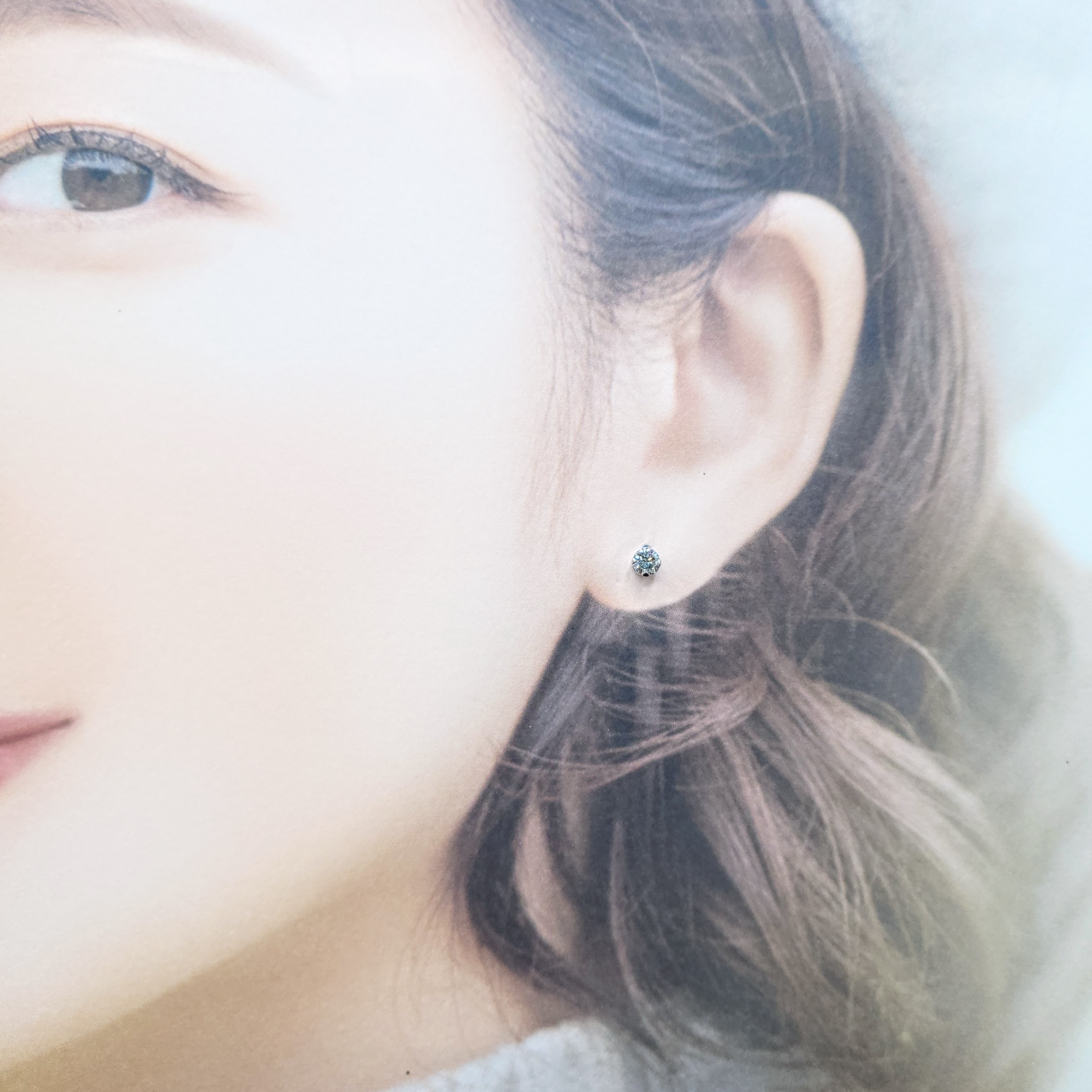 全新18K白金【主石45份鑽石】耳環