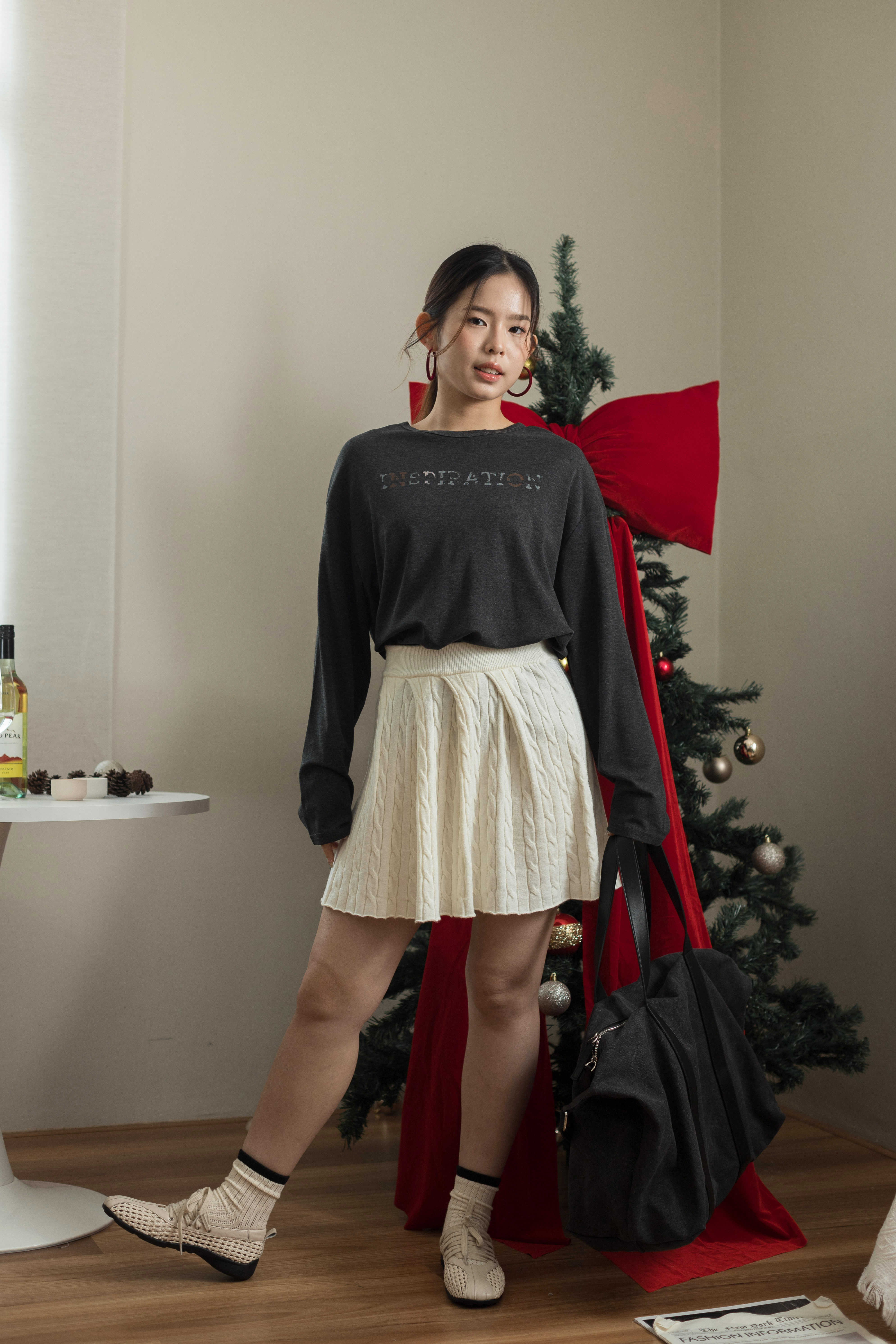 Evora Cable Knit Skirt  -2583SKBEI