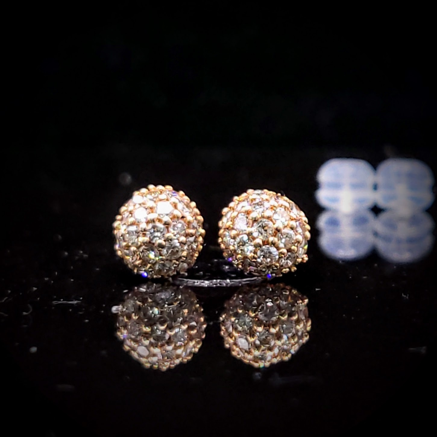 全新18K玫瑰金58份鑽石耳環