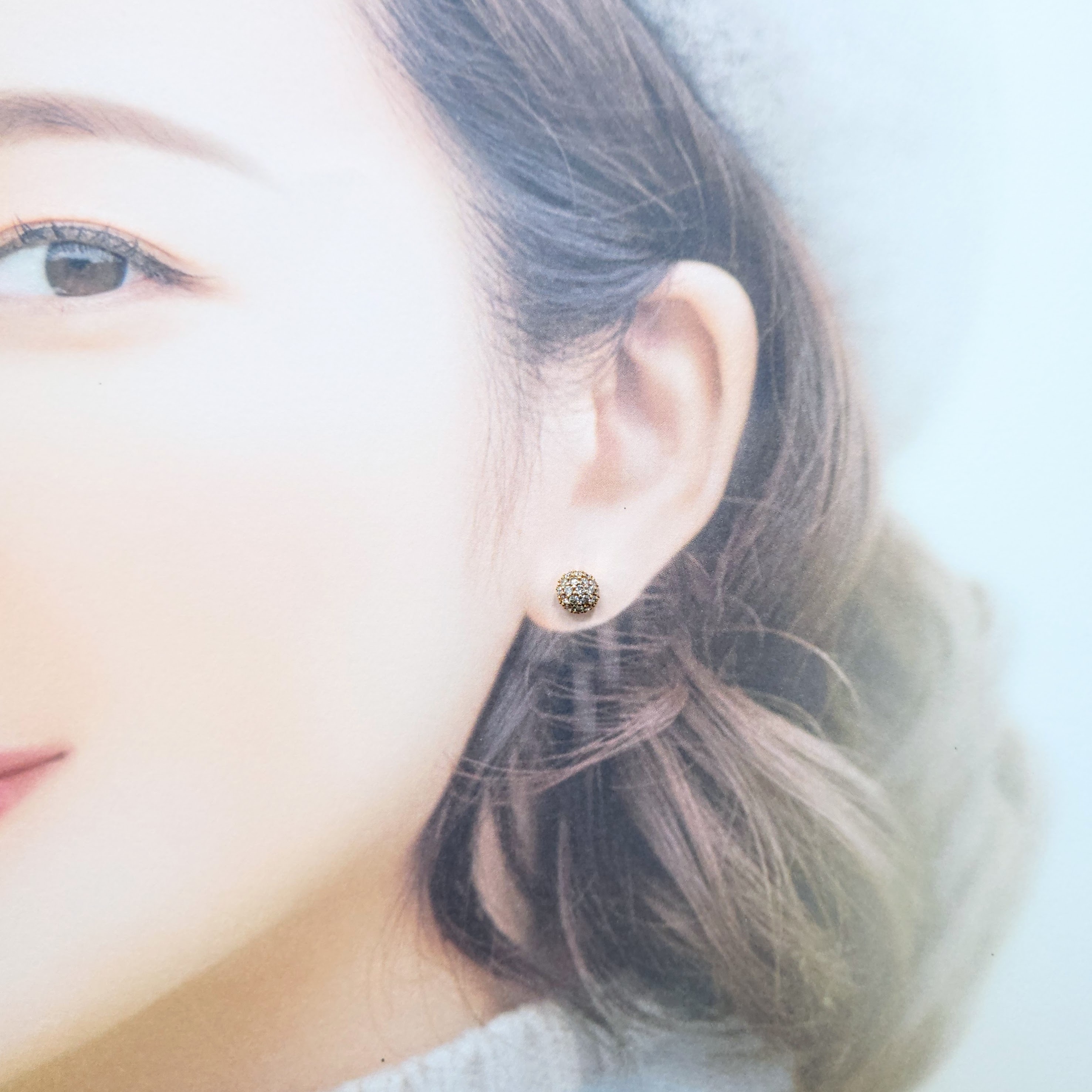 全新18K玫瑰金58份鑽石耳環