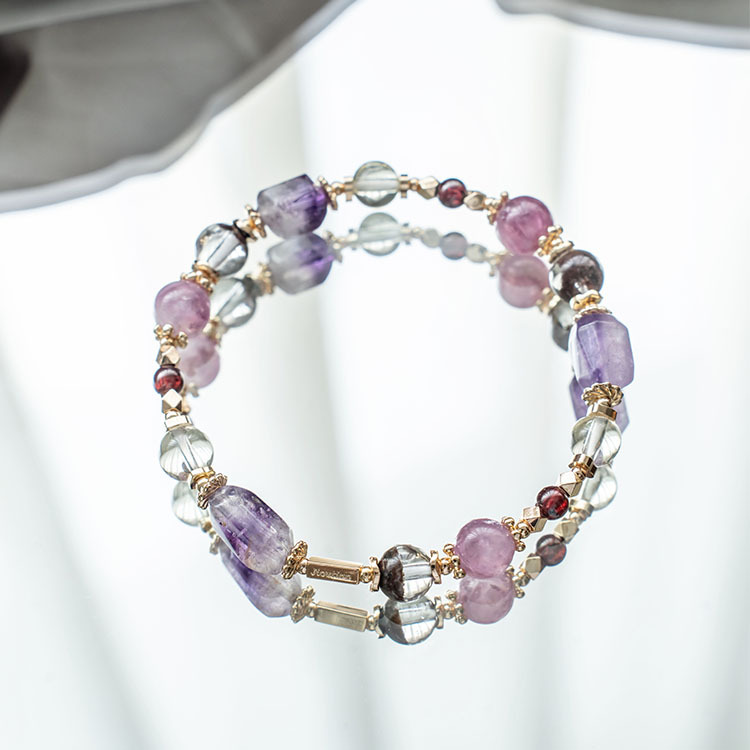 途中：紫超七｜紅幽靈｜紅石榴｜紫鋰雲母｜檸檬晶