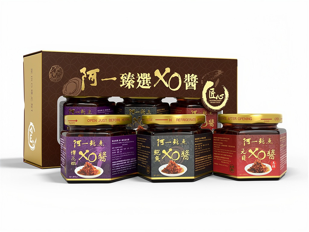 阿一臻選XO醬禮盒 300g (三款口味﹕鮑魚、元貝、櫻花蝦)  台灣製 每口味100g