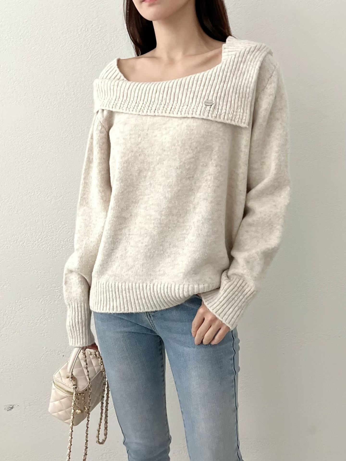 SU5329 假兩件翻領毛衣