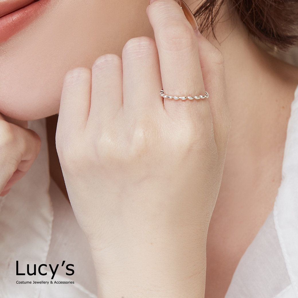 925純銀 扁珠點點 鍊戒 (95970)