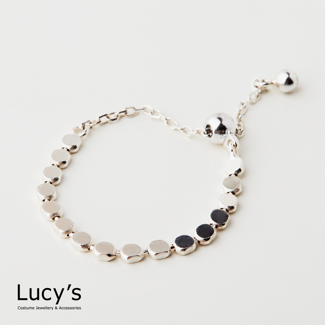 925純銀 扁珠點點 鍊戒 (95970)