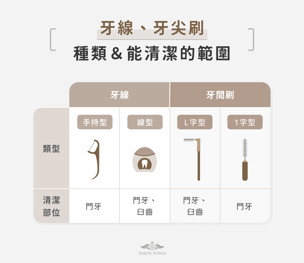 牙線、牙尖刷種類&能清潔的範圍