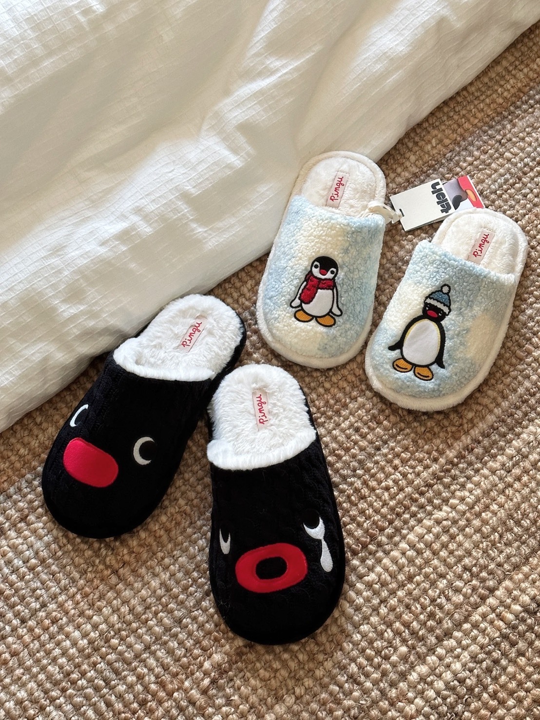 正版授權 PINGU 聯名款 暖呼呼 羊羔毛 棉拖