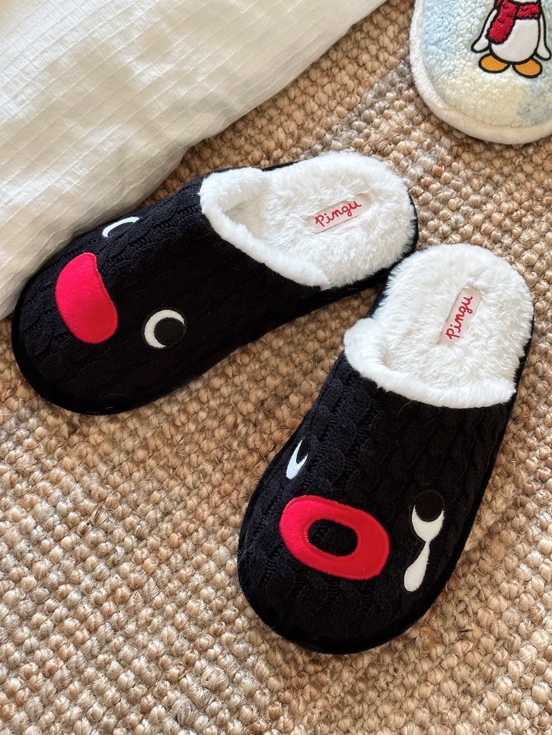 正版授權 PINGU 聯名款 暖呼呼 羊羔毛 棉拖