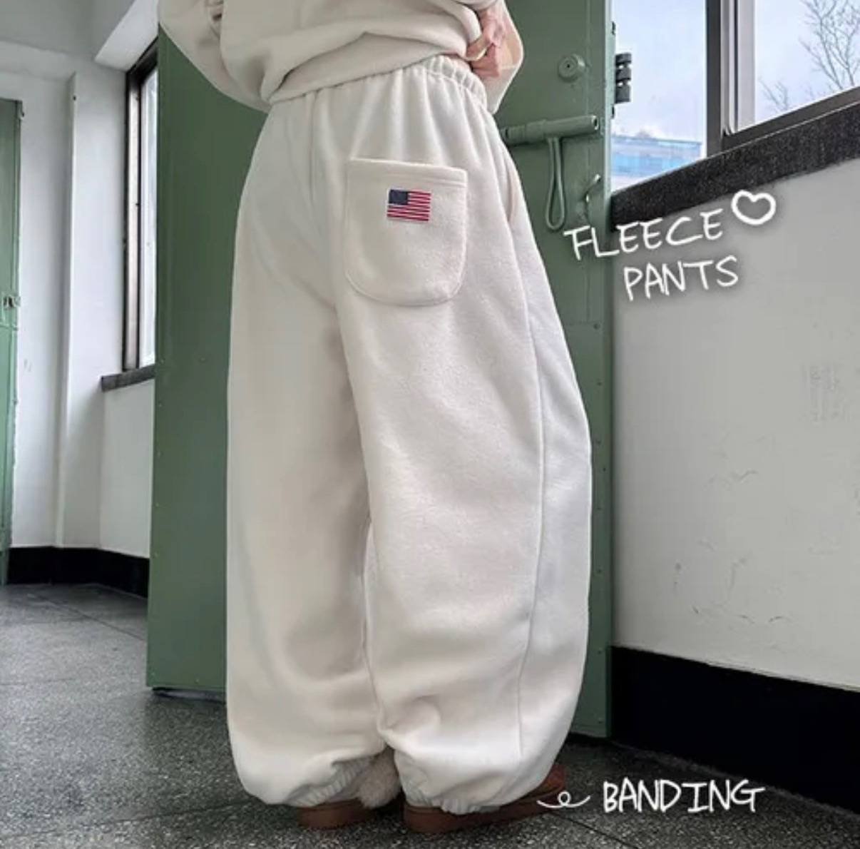 【優惠預訂】KR FLEECE PATCH WIDE JOGGER PANTS（4色）
