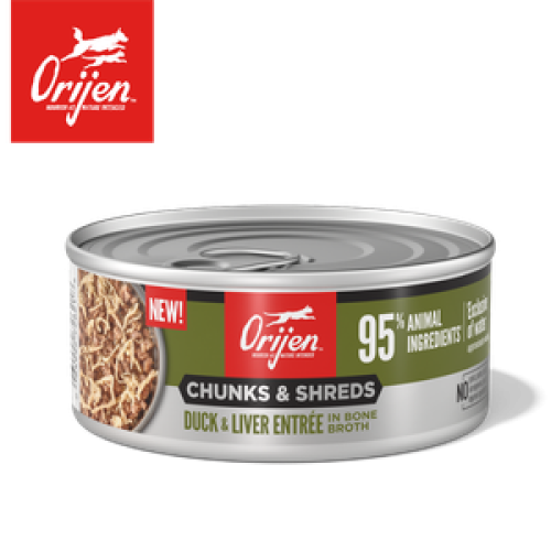 Orijen 渴望 - 奢華鮮肉 鴨肉雞肝主食罐 (綠色) Chunks & Shreds Duck and Liver Entree 155g