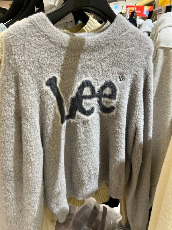 [K] LEE LIGHT GRAY WOMEN'S ROUND NECK HAIRY LOGO KNIT, LE2403KT64LG (KL50)