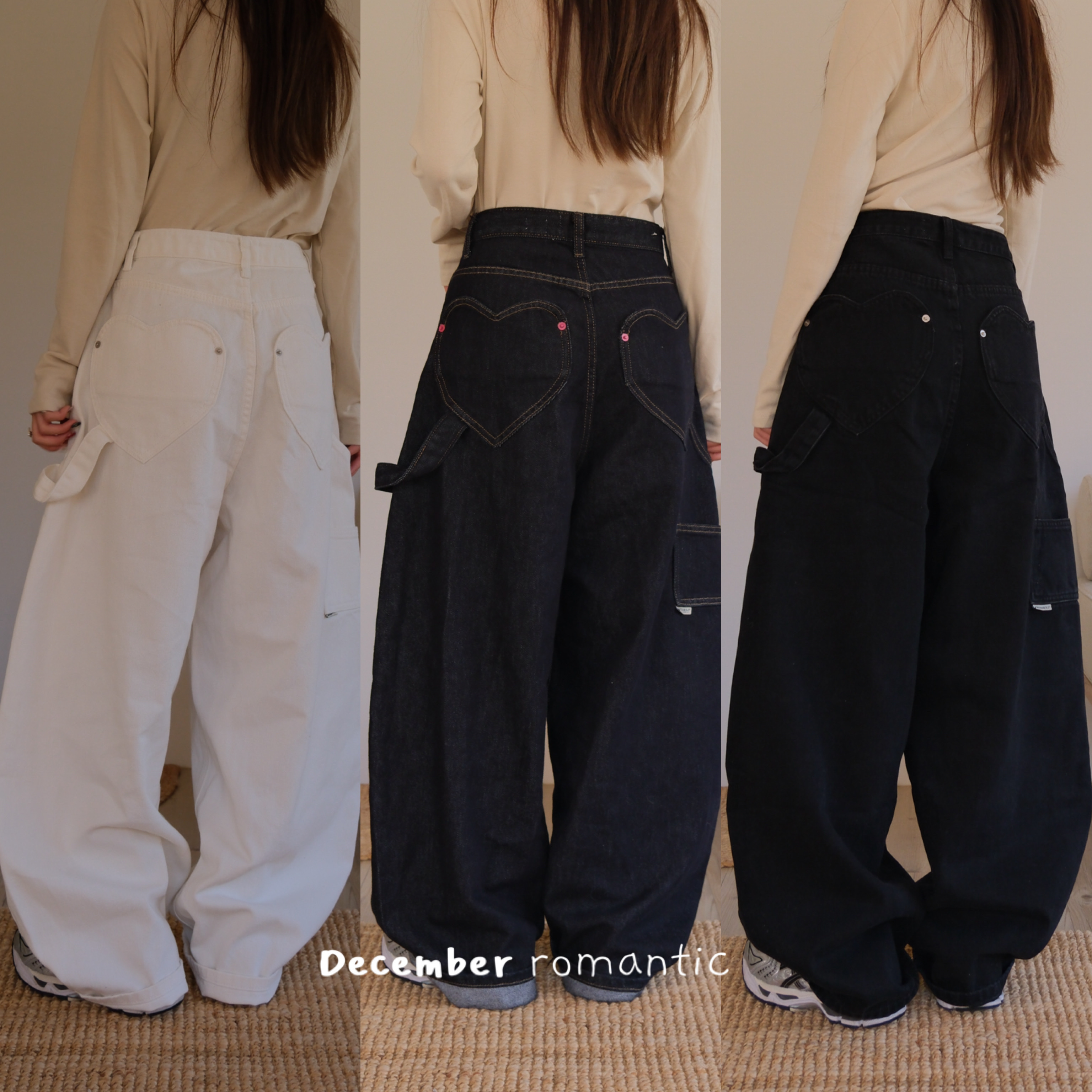 D20 💗口袋愛心彎刀牛仔褲