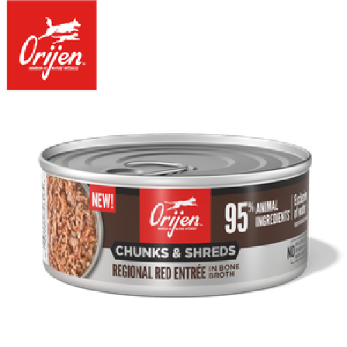 Orijen 渴望 - 奢華鮮肉 紅肉主食罐 (深啡色) Chunks & Shreds Regional Red Entree 155g