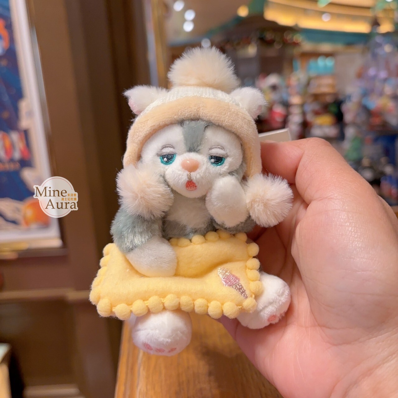 達菲 Duffy 與好友們 軟軟的夢系列 傑拉托尼 畫家貓 Gelatoni 絨毛 鑰匙圈 吊飾 -上海迪士尼樂園