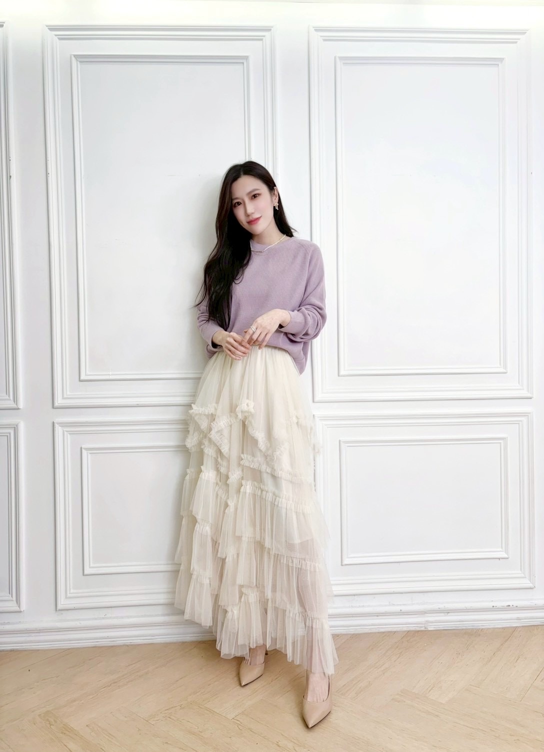 下擺抓摺針織上衣