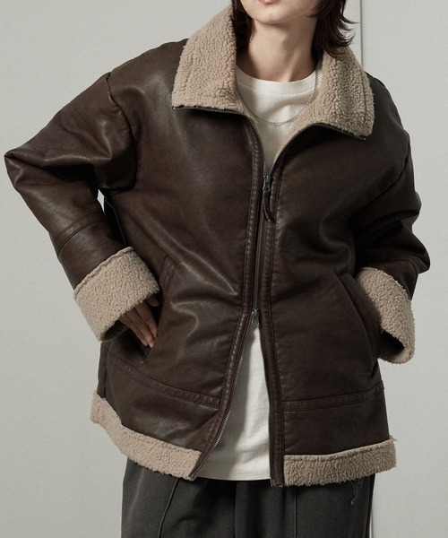 日本【Alfred Alex】翻毛 仿舊 皮衣 外套