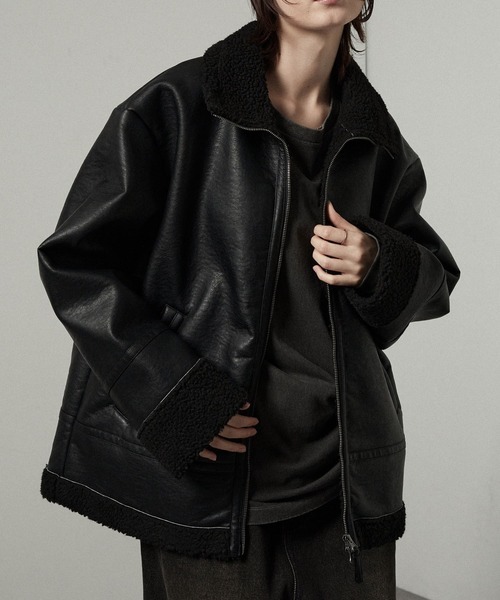 日本【Alfred Alex】翻毛 仿舊 皮衣 外套