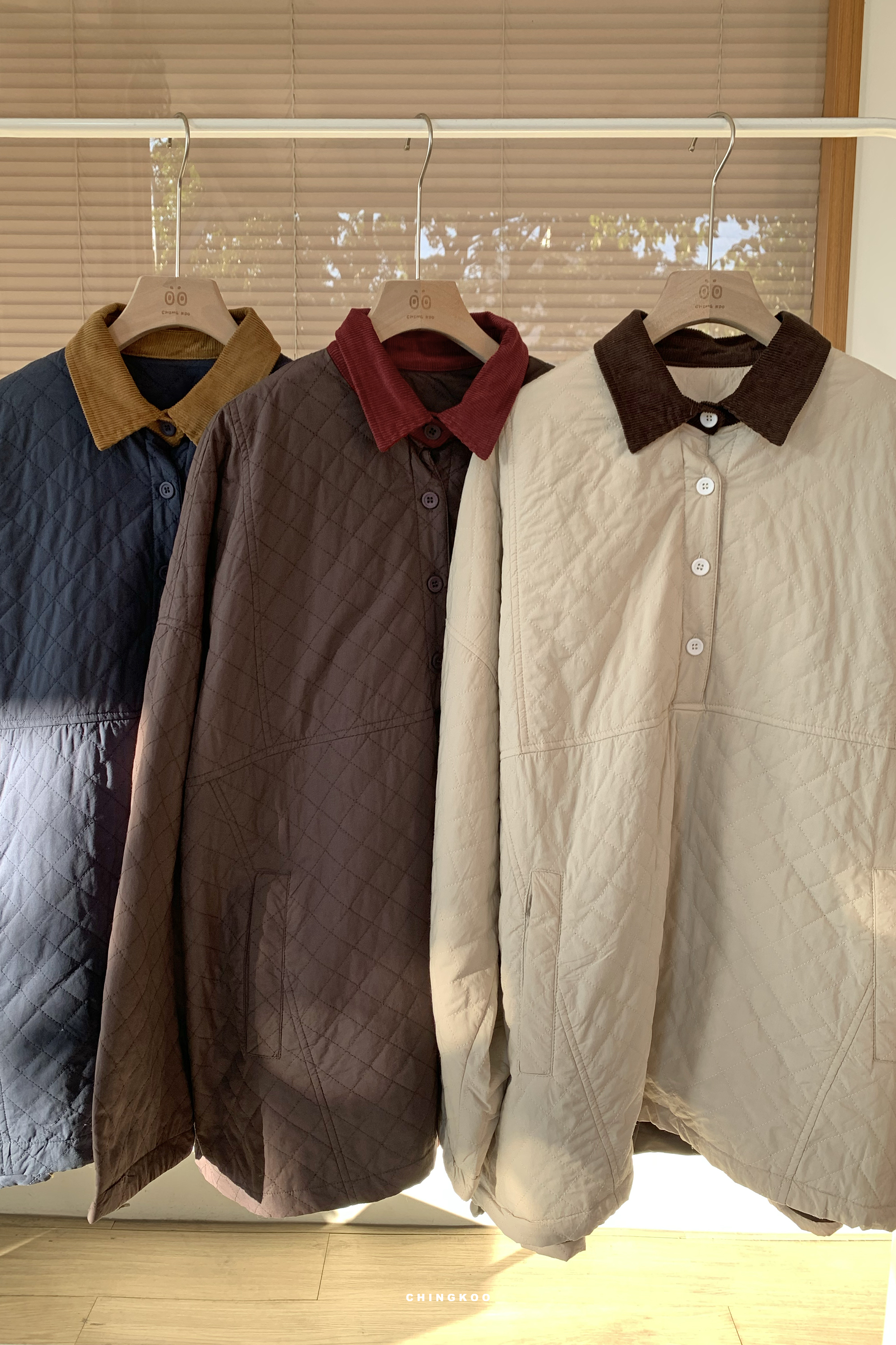 More in Dec｜菱格縫線翻領棉服 3色