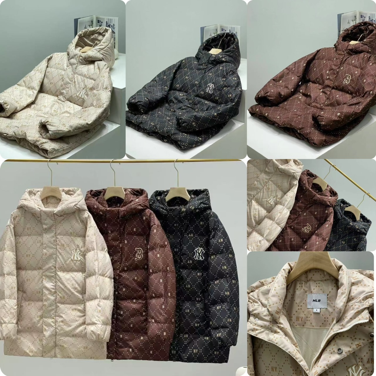 MLB滿印Logo 中長款羽絨外套 - 2502767