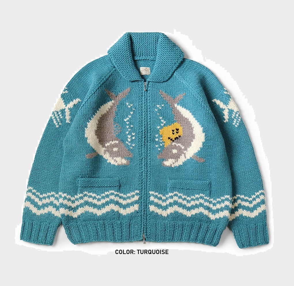 12/11 RELEASE: KAPITAL HAND-KNITTED PECKISH TROUT ZIP CARDIGAN - PRE ORDER ITEM (預訂中)