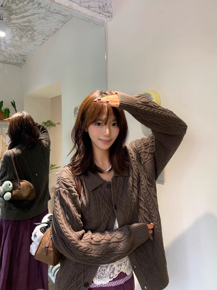 代購-<德國品牌>NO/FAITH 860G 立體扭花優雅 cleanfit寬鬆 純棉 翻領開衫 針織衫 男女同款 3色